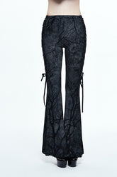 Black Mysterious Forest Gothic Branch Printing Bellbottom Womens Pants